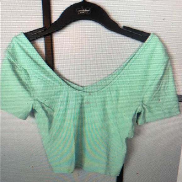 Mint Green V-Neck Women's Top - Picture 2 of 2